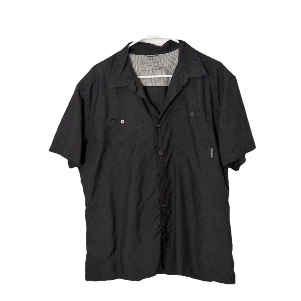 Eddie Bauer Mens Relaxed Button Up Shirt Large Gray Short Sleeve